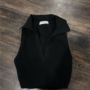 Babaton Sculpt Rib Knit Polo cropped top